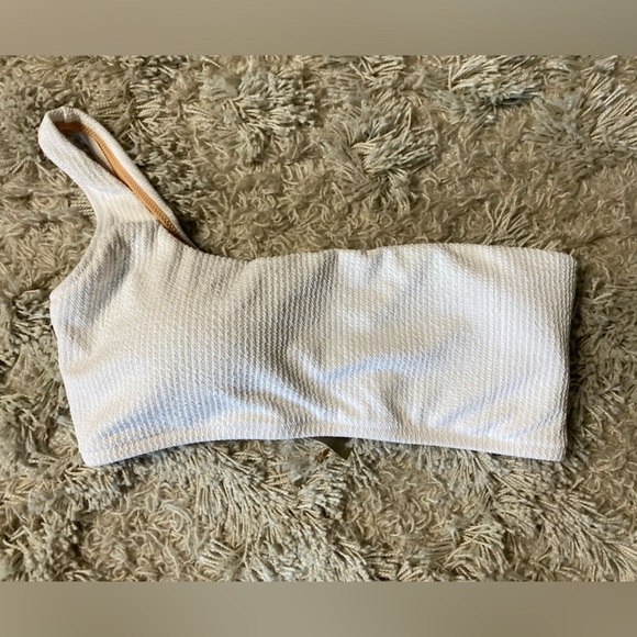 J. Crew NWT Textured One-Shoulder Bikini Top Size 3X Bride Honeymoon White - Picture 1 of 5